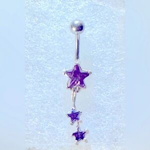 Purple Tanzanite Shooting Star Sparkle Belly Button Ring